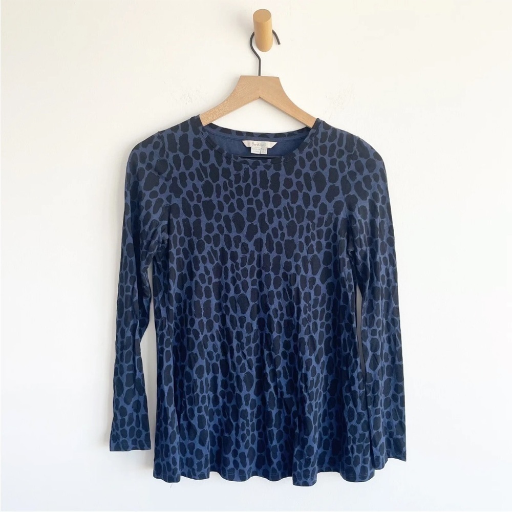 Boden Women's leopard print Black Blue Long Sleeve Pullover Shirt Top Size 4